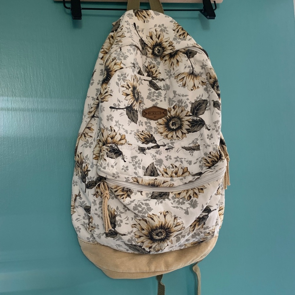 Floral  O'Neill canvas cotton  Backpack with Sunflower Design